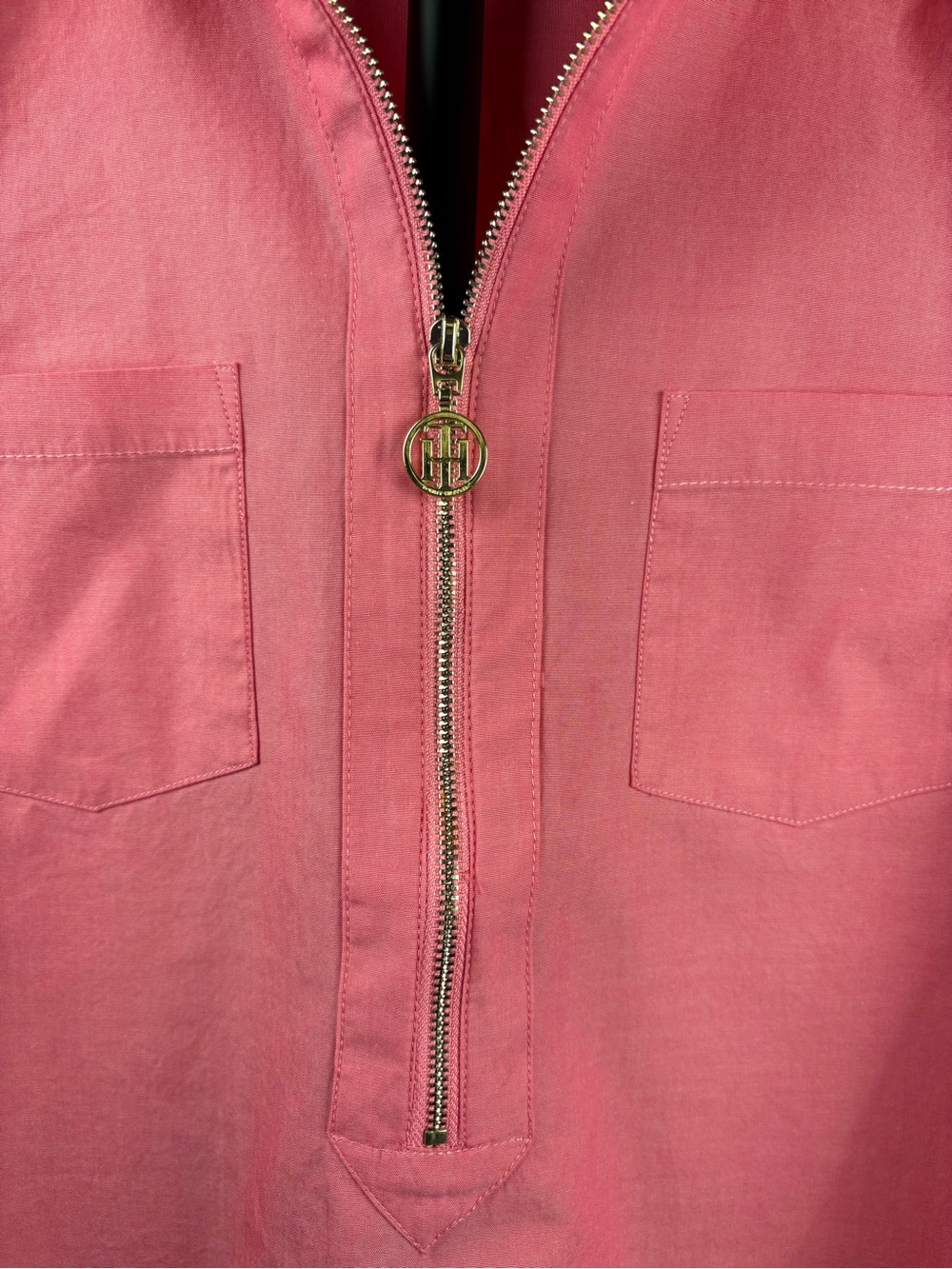 Tommy Hilfiger Coral Pink Long-Sleeve Half-Zip Top - Picture 2 of 5